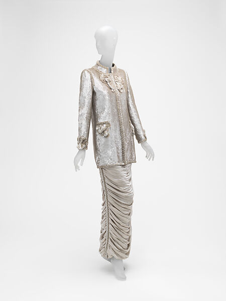 Ensemble, House of Chanel (French, founded 1910), silk, plastic, glass, metal, French