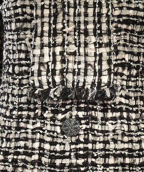 Ensemble, House of Chanel (French, founded 1910), wool, silk, metal, glass, enamel, French