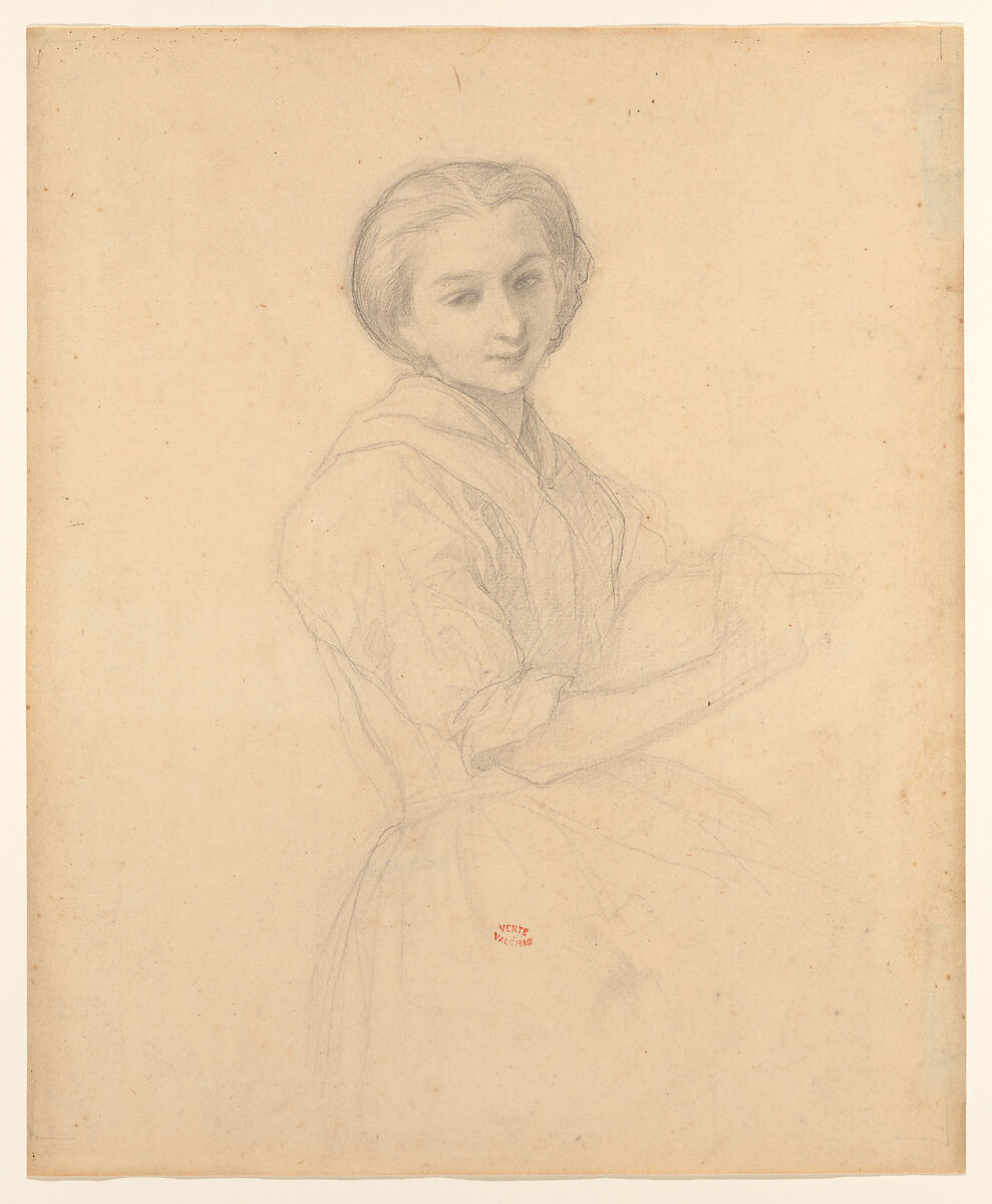 Portrait of a Young Woman, Théodore Valerio (French, Herserange 1819–1879 Vichy), Graphite 