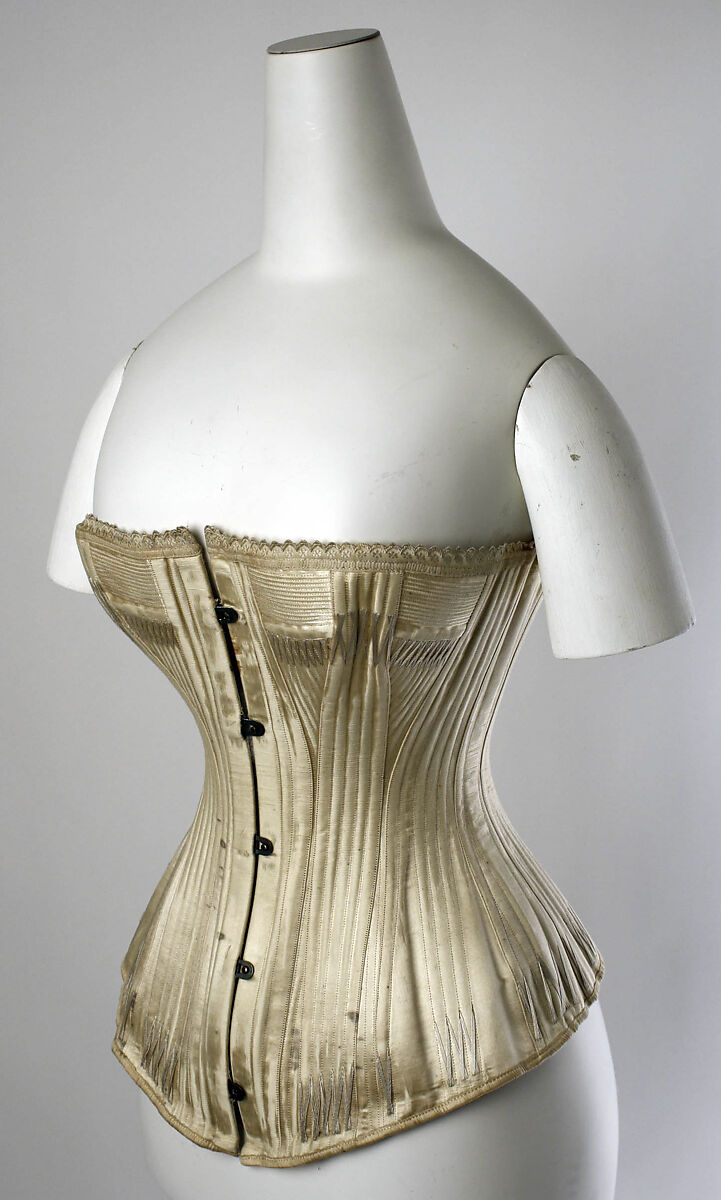 Corset, silk, bone, American