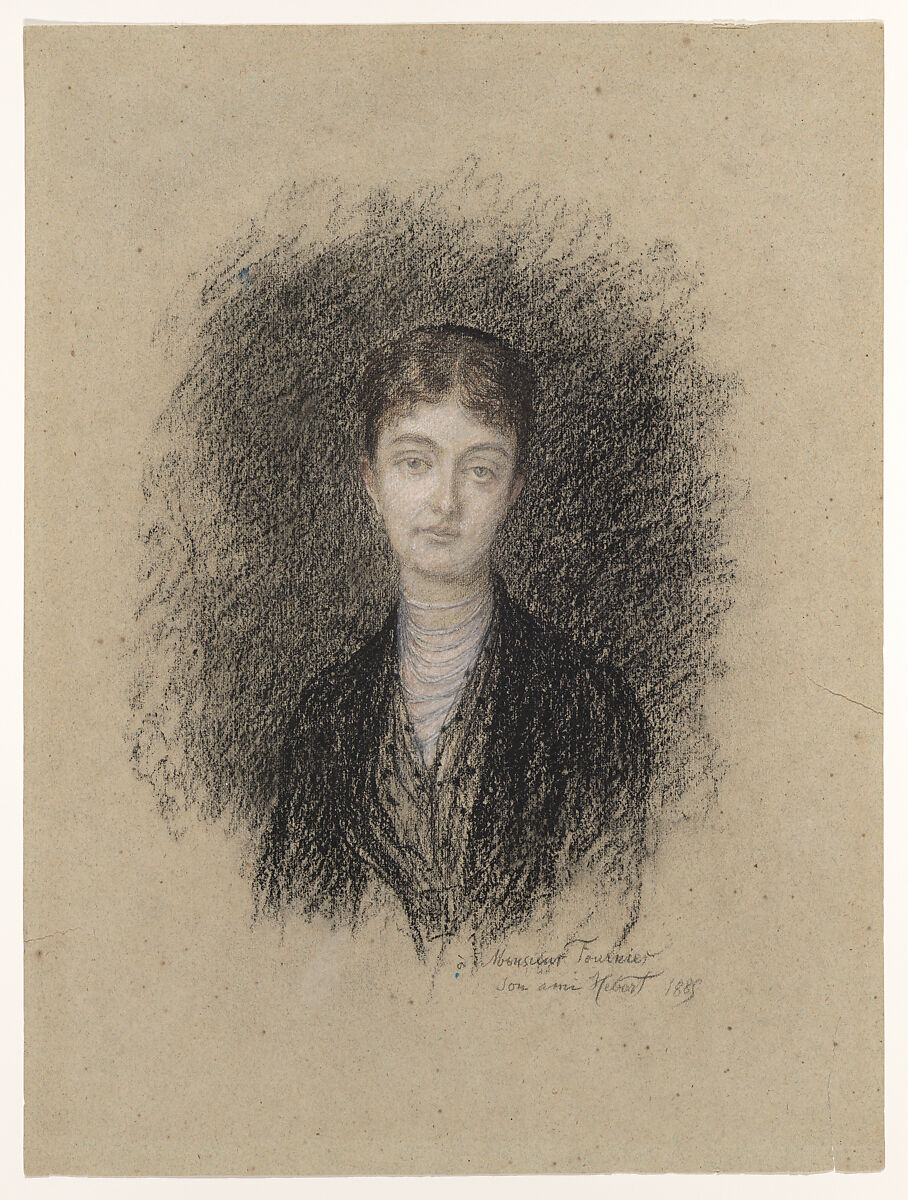 Portrait of Madame Fournier, Antoine Auguste Ernest Hébert (French, La Tronche 1817–1908 La Tronche), White chalk, black pastel, and red chalk 