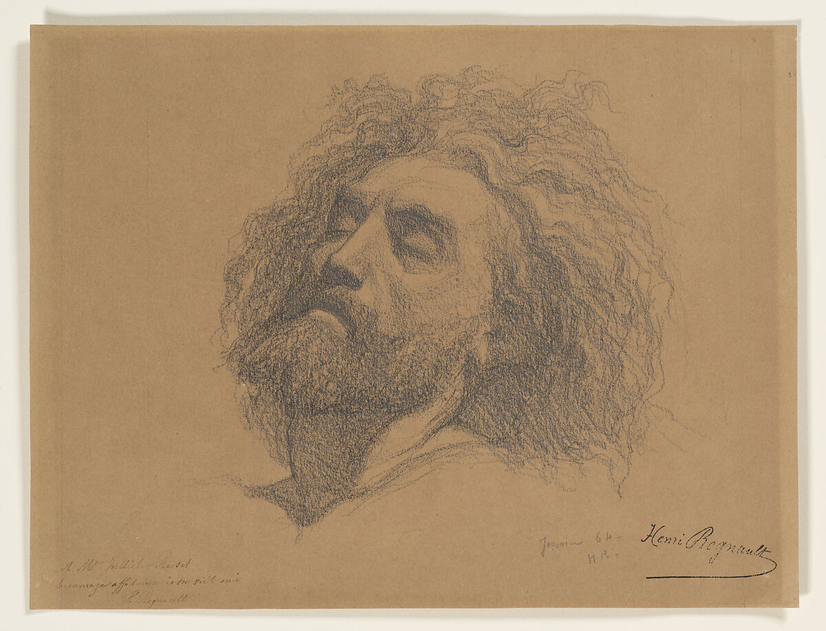 Head Study for "The Entombment of Christ", Henri Regnault (French, Paris 1843–1871 Buzenval), Graphite 
