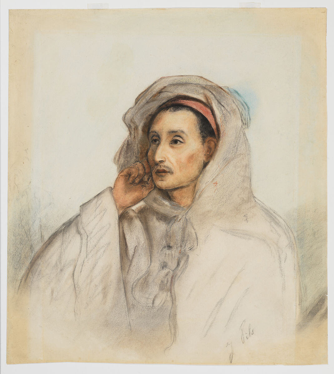Head of an Arab, Isidore Pils (French, Paris 1813/15–1875 Douarnenez), Charcoal and pastel 