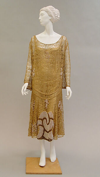Evening dress, Paul Poiret (French, Paris 1879–1944 Paris), metallic, simulated pearls, French