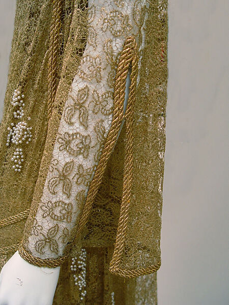 Evening dress, Paul Poiret (French, Paris 1879–1944 Paris), metallic, simulated pearls, French
