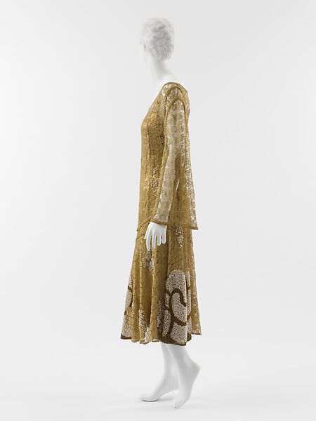 Evening dress, Paul Poiret (French, Paris 1879–1944 Paris), metallic, simulated pearls, French 