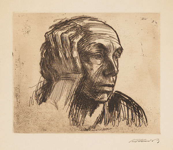 Self Portrait, Käthe Kollwitz (German, Kaliningrad (Königsberg) 1867–1945 Moritzburg), Etching with aquatint 