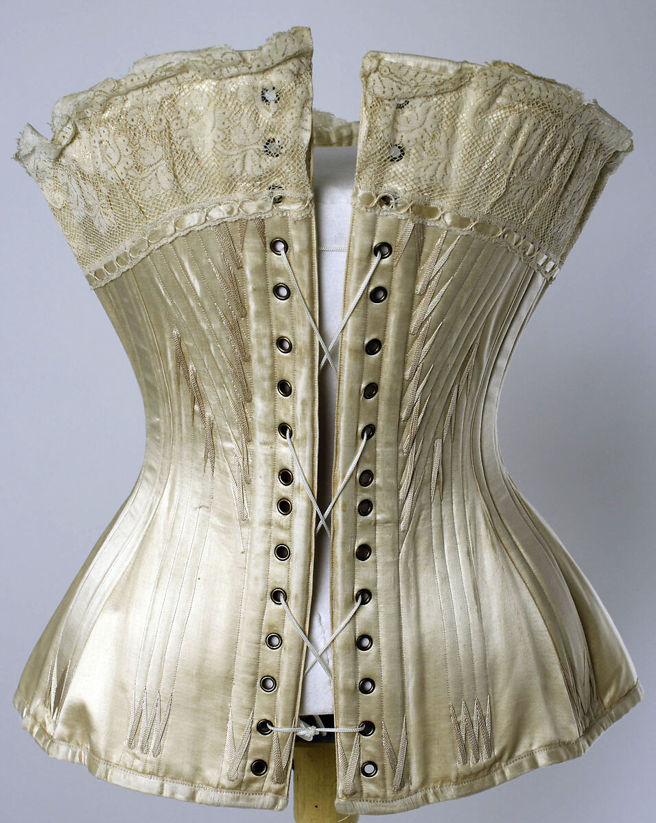 Corset, silk, cotton, metal, boning, French
