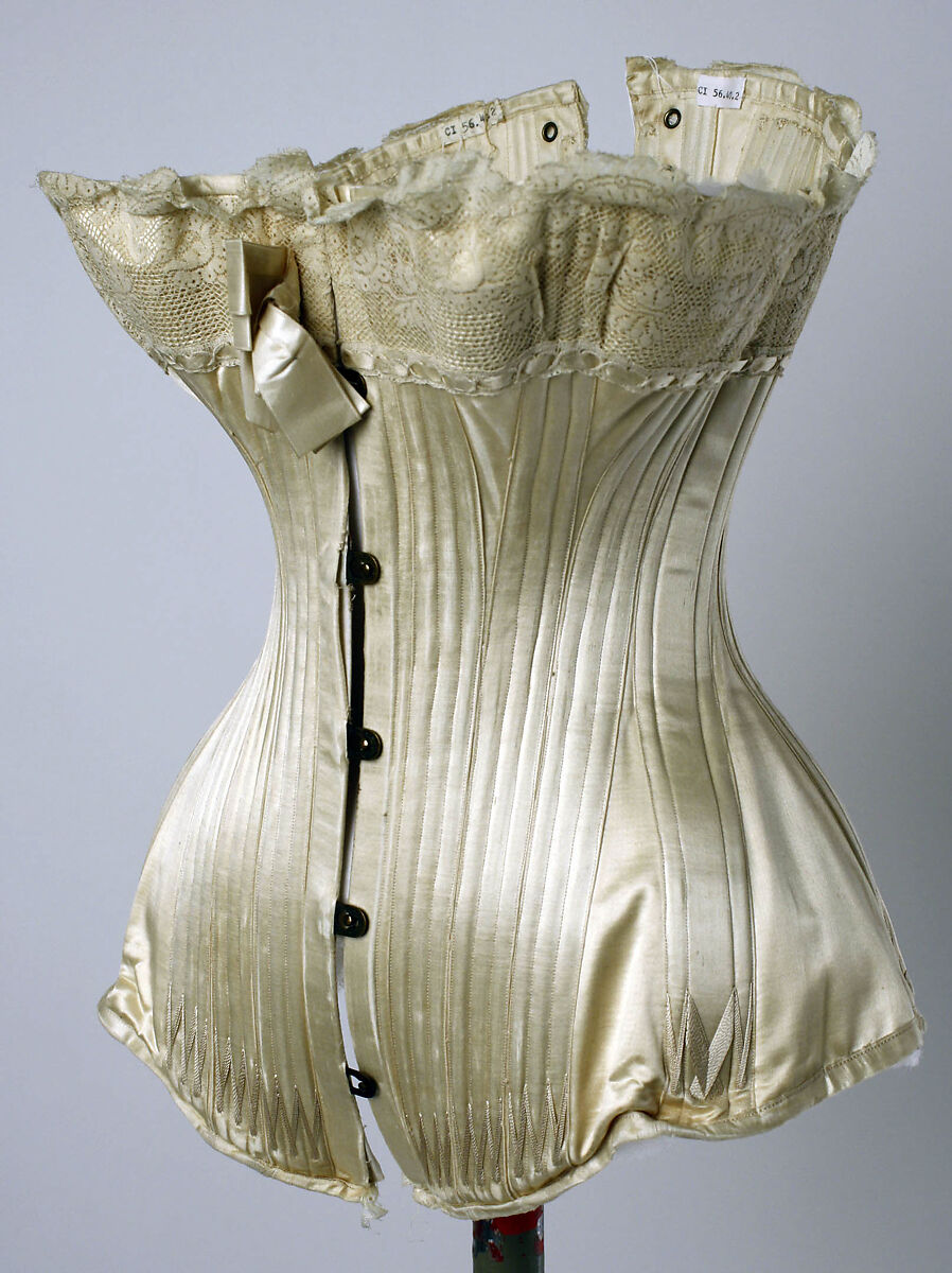 Corset, silk, cotton, metal, boning, French