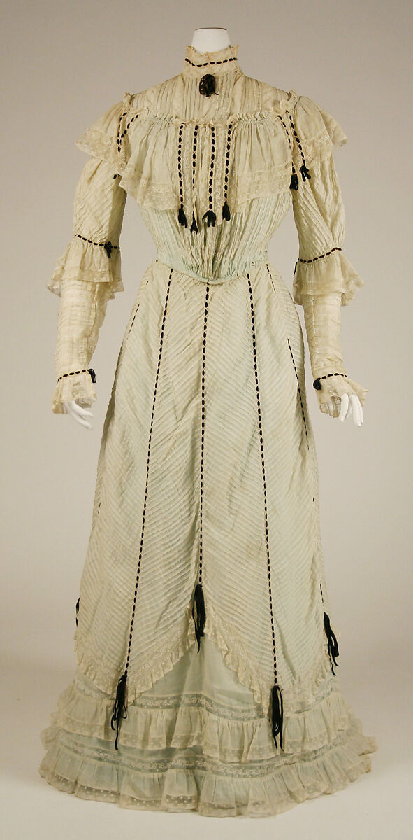 Dress, cotton, silk, American