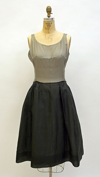 Dress, House of Dior (French, founded 1946), (a) wool
(b) silk, nylon (?), French