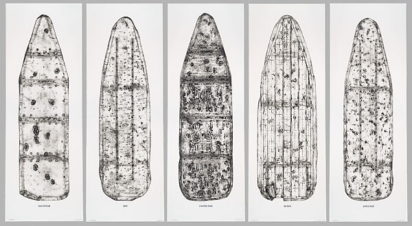 Five Beauties Rising, Willie Cole (American, born Newark, New Jersey, 1955), Suite of five prints; intaglio and relief 