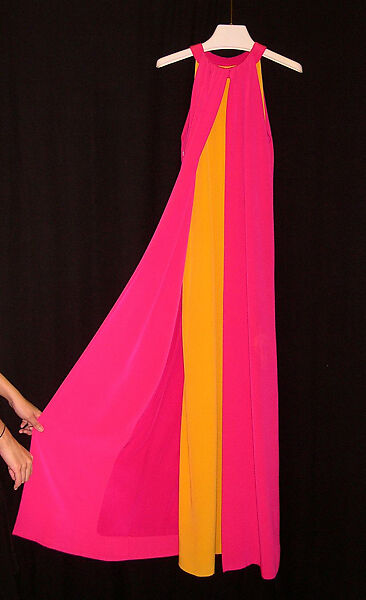 Evening ensemble, (a) Yves Saint Laurent (French, founded 1961), (a) silk; (b, c) leather, French