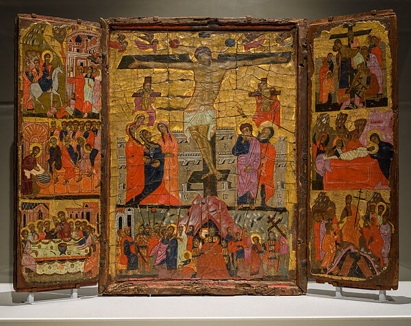 Triptych with Crucifixion, Tempera on wood, Coptic (Egypt) 