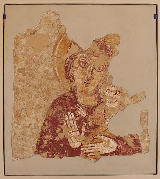 Virgin Hodegetria, Plaster and tempera, Nubian (Faras)
