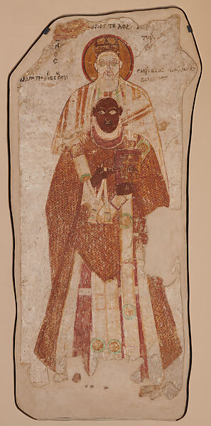 Wall Painting with Bishop Petros Protected by Saint Peter, Plaster and temepra, Nubian (Faras) 