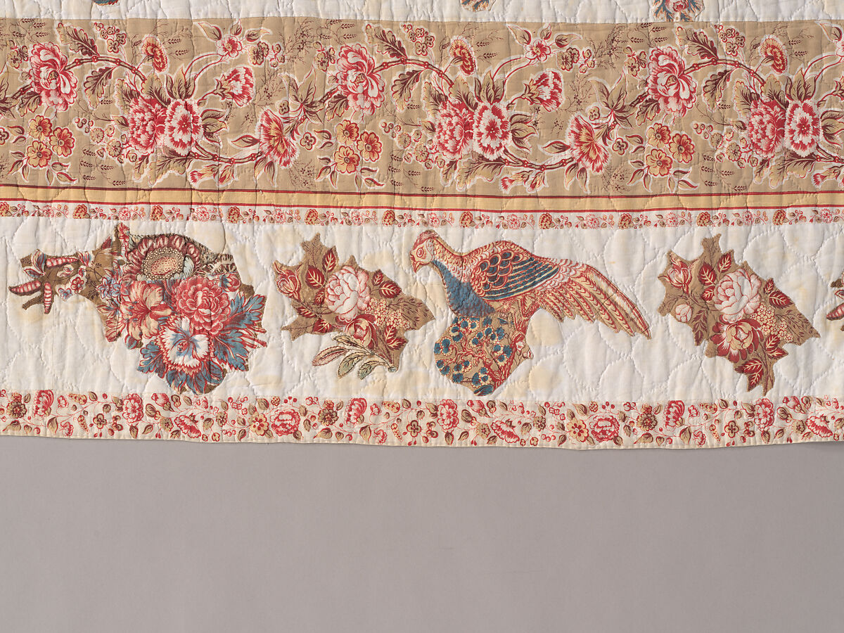 Chintz Appliqué Quilt, Cotton, printed and appliquéd, probably English