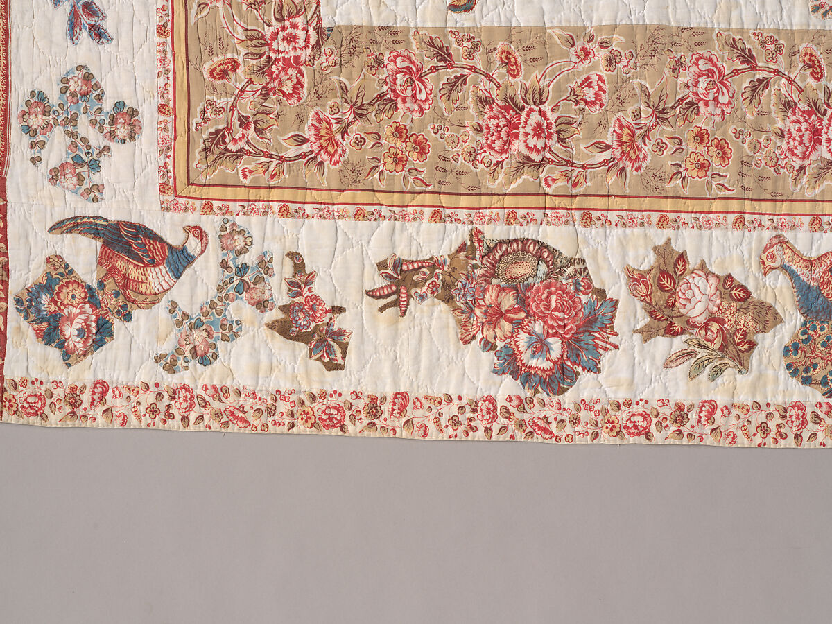 Chintz Appliqué Quilt, Cotton, printed and appliquéd, probably English