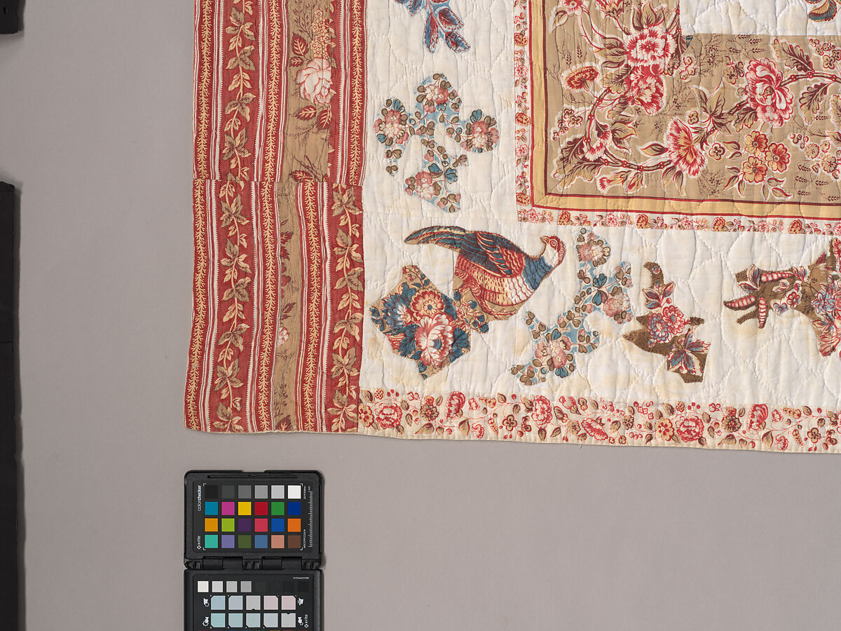 Chintz Appliqué Quilt, Cotton, printed and appliquéd, probably English