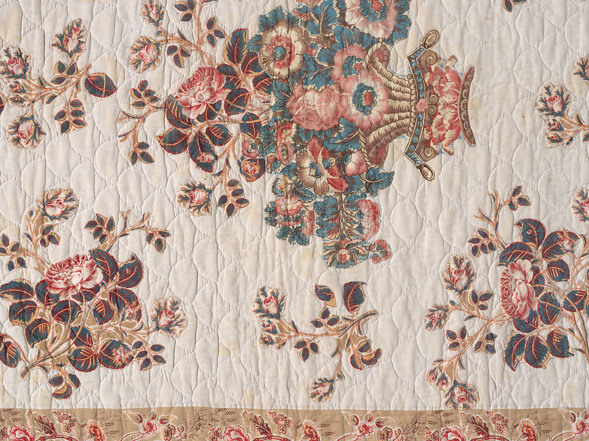 Chintz Appliqué Quilt, Cotton, printed and appliquéd, probably English