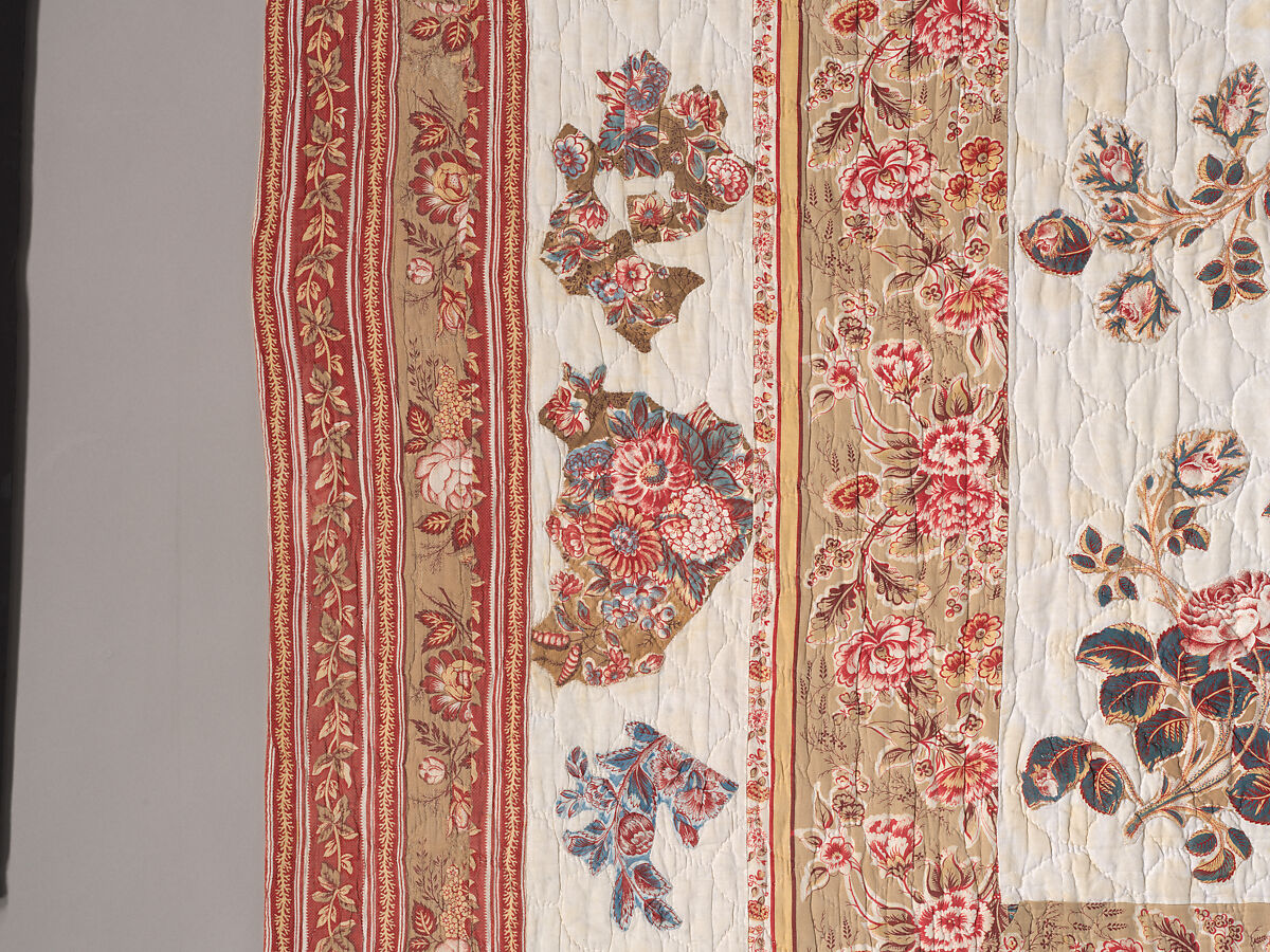 Chintz Appliqué Quilt, Cotton, printed and appliquéd, probably English