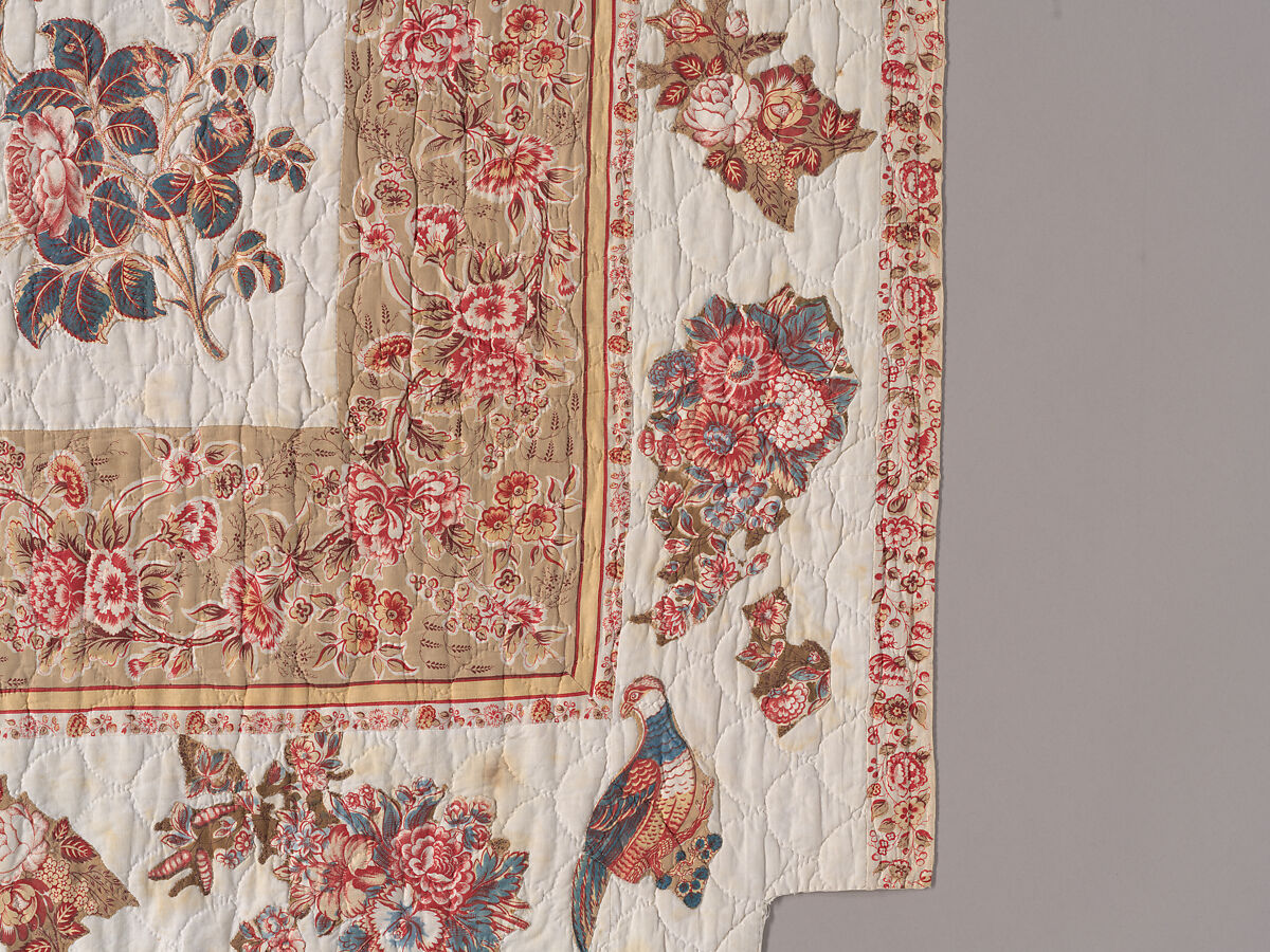 Chintz Appliqué Quilt, Cotton, printed and appliquéd, probably English