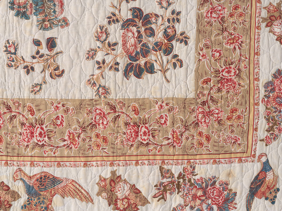 Chintz Appliqué Quilt, Cotton, printed and appliquéd, probably English