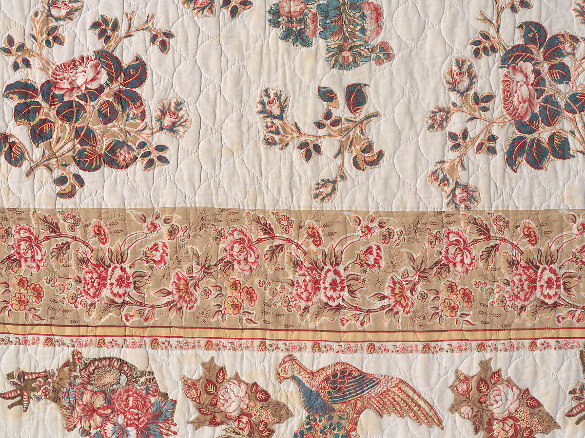 Chintz Appliqué Quilt, Cotton, printed and appliquéd, probably English