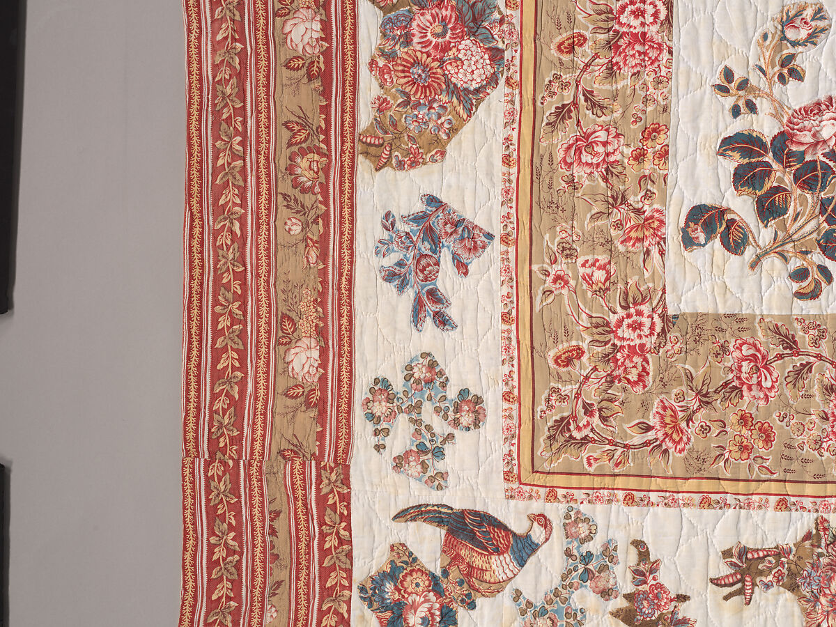 Chintz Appliqué Quilt, Cotton, printed and appliquéd, probably English