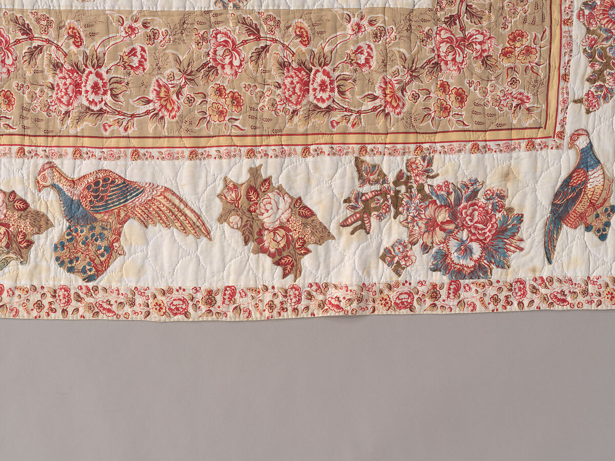 Chintz Appliqué Quilt, Cotton, printed and appliquéd, probably English