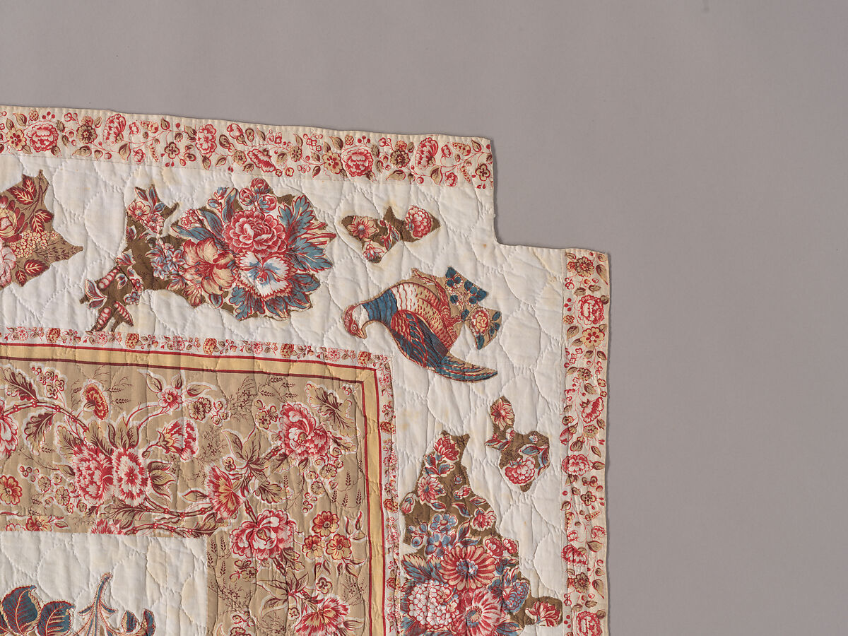Chintz Appliqué Quilt, Cotton, printed and appliquéd, probably English