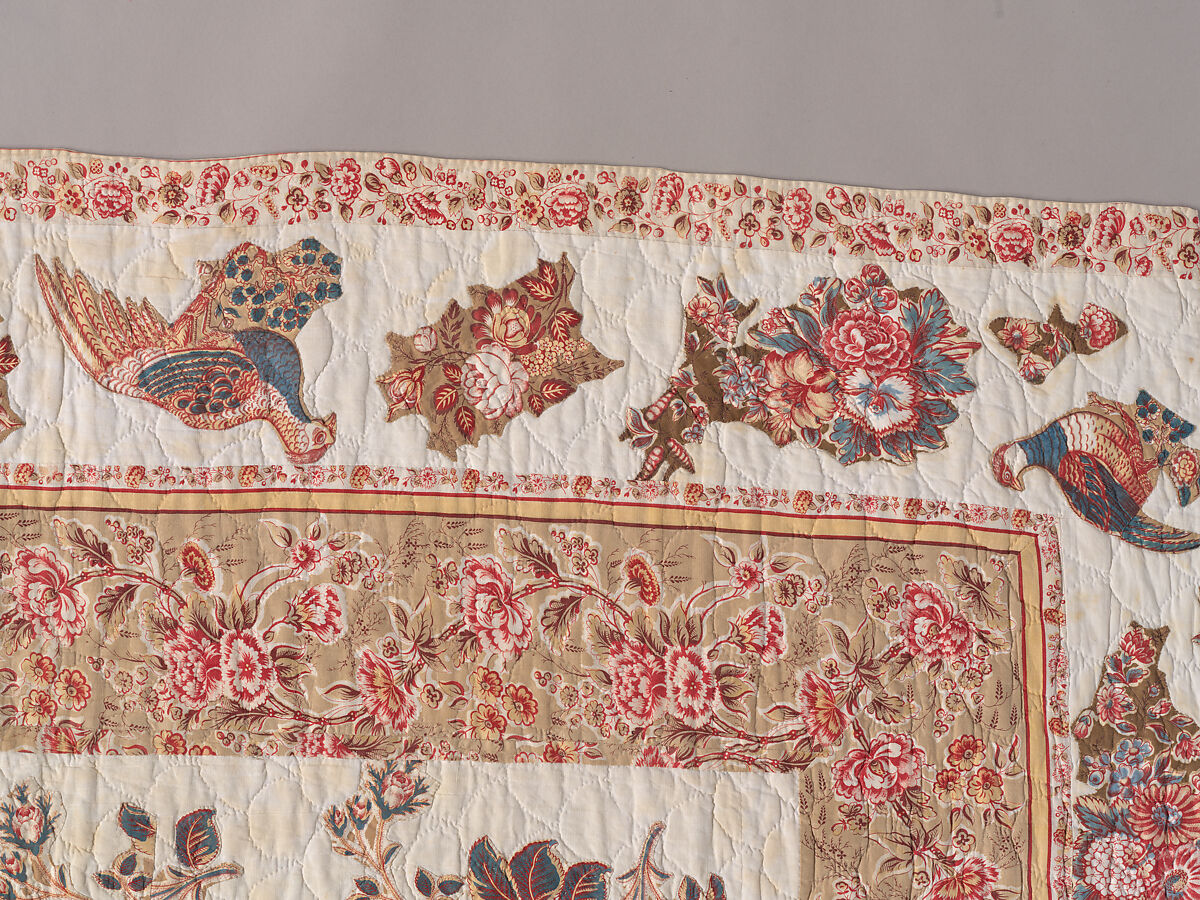 Chintz Appliqué Quilt, Cotton, printed and appliquéd, probably English