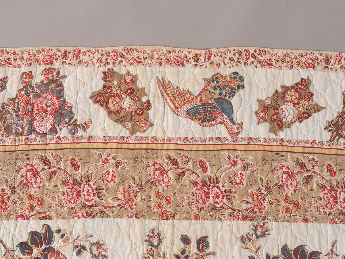 Chintz Appliqué Quilt, Cotton, printed and appliquéd, probably English