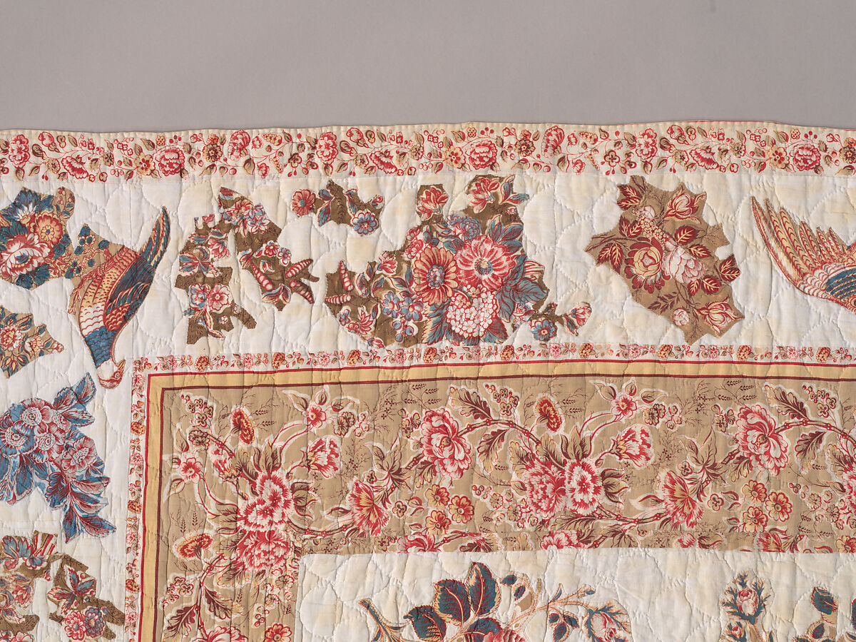 Chintz Appliqué Quilt, Cotton, printed and appliquéd, probably English
