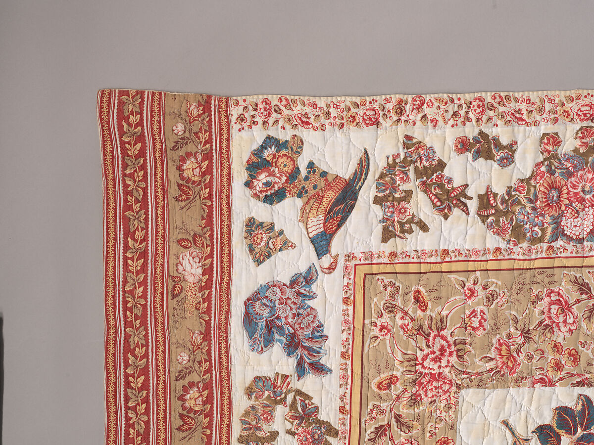 Chintz Appliqué Quilt, Cotton, printed and appliquéd, probably English