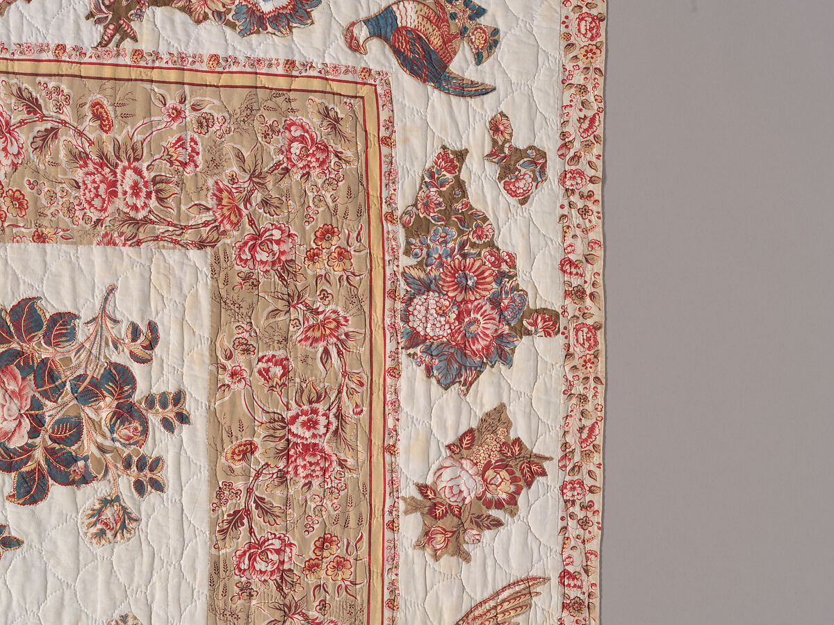 Chintz Appliqué Quilt, Cotton, printed and appliquéd, probably English