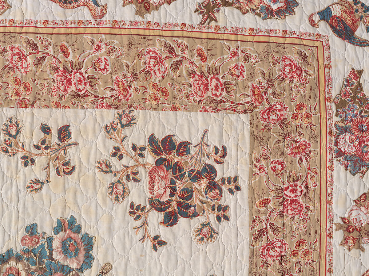 Chintz Appliqué Quilt, Cotton, printed and appliquéd, probably English