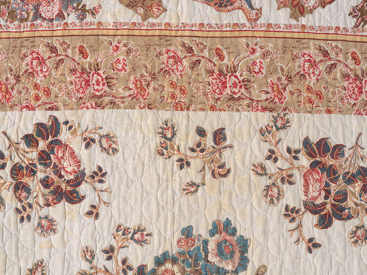 Chintz Appliqué Quilt, Cotton, printed and appliquéd, probably English