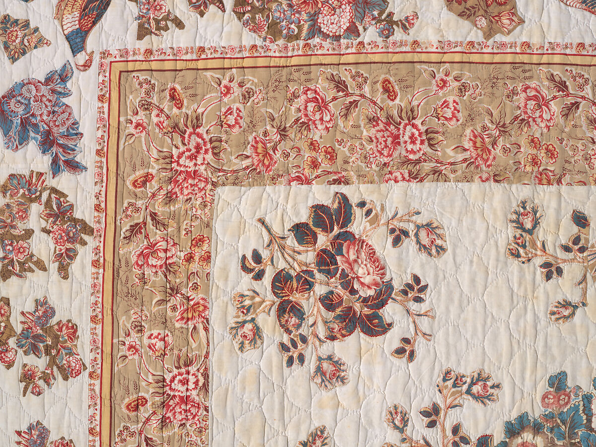 Chintz Appliqué Quilt, Cotton, printed and appliquéd, probably English