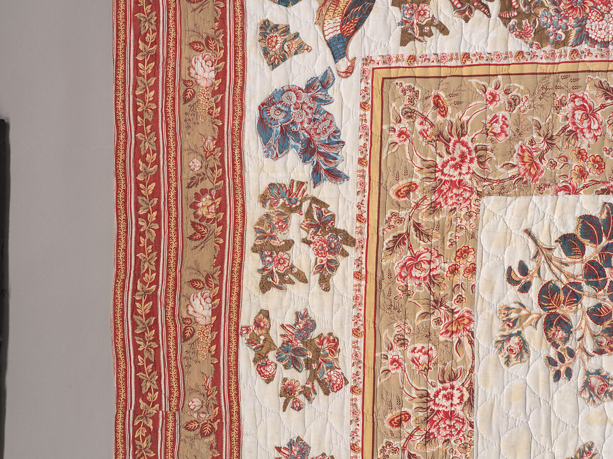 Chintz Appliqué Quilt, Cotton, printed and appliquéd, probably English