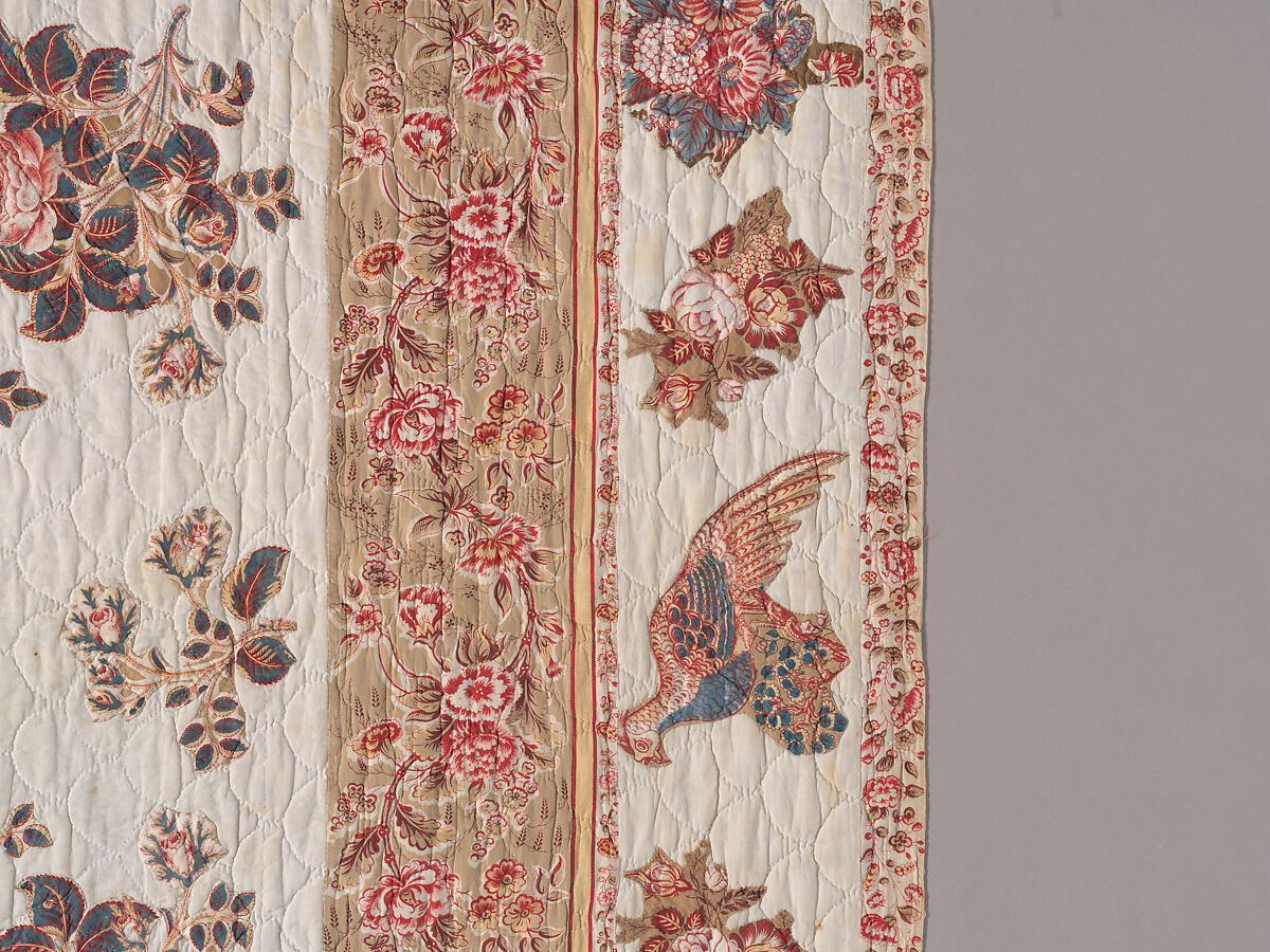 Chintz Appliqué Quilt, Cotton, printed and appliquéd, probably English