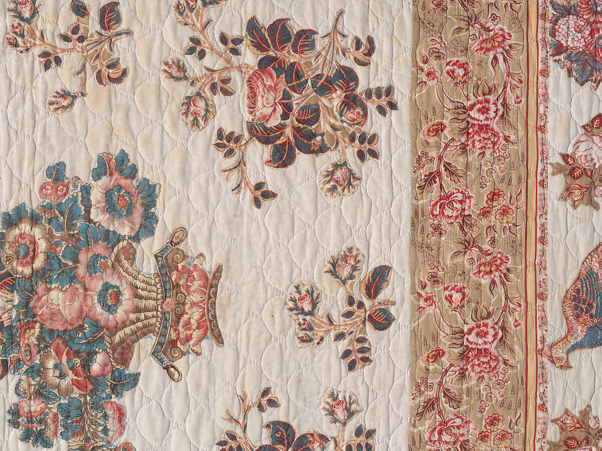 Chintz Appliqué Quilt, Cotton, printed and appliquéd, probably English