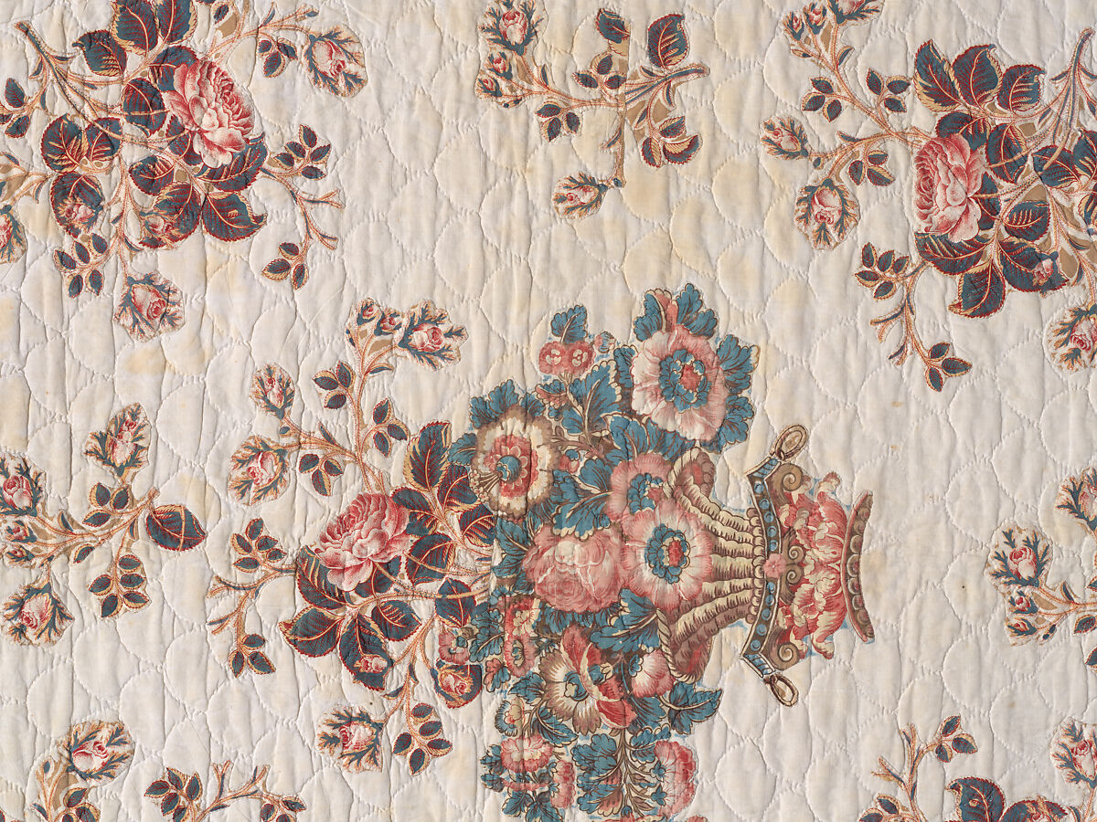 Chintz Appliqué Quilt, Cotton, printed and appliquéd, probably English