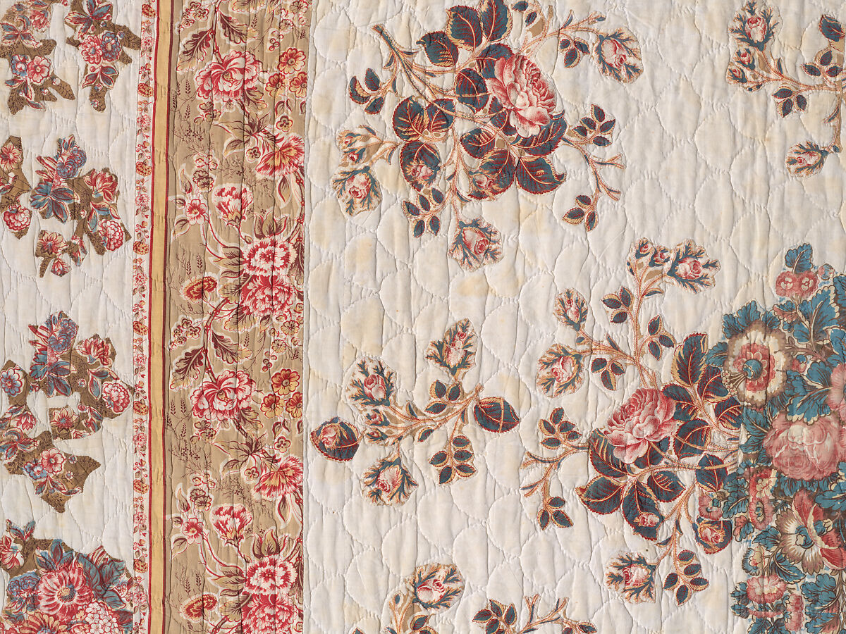 Chintz Appliqué Quilt, Cotton, printed and appliquéd, probably English