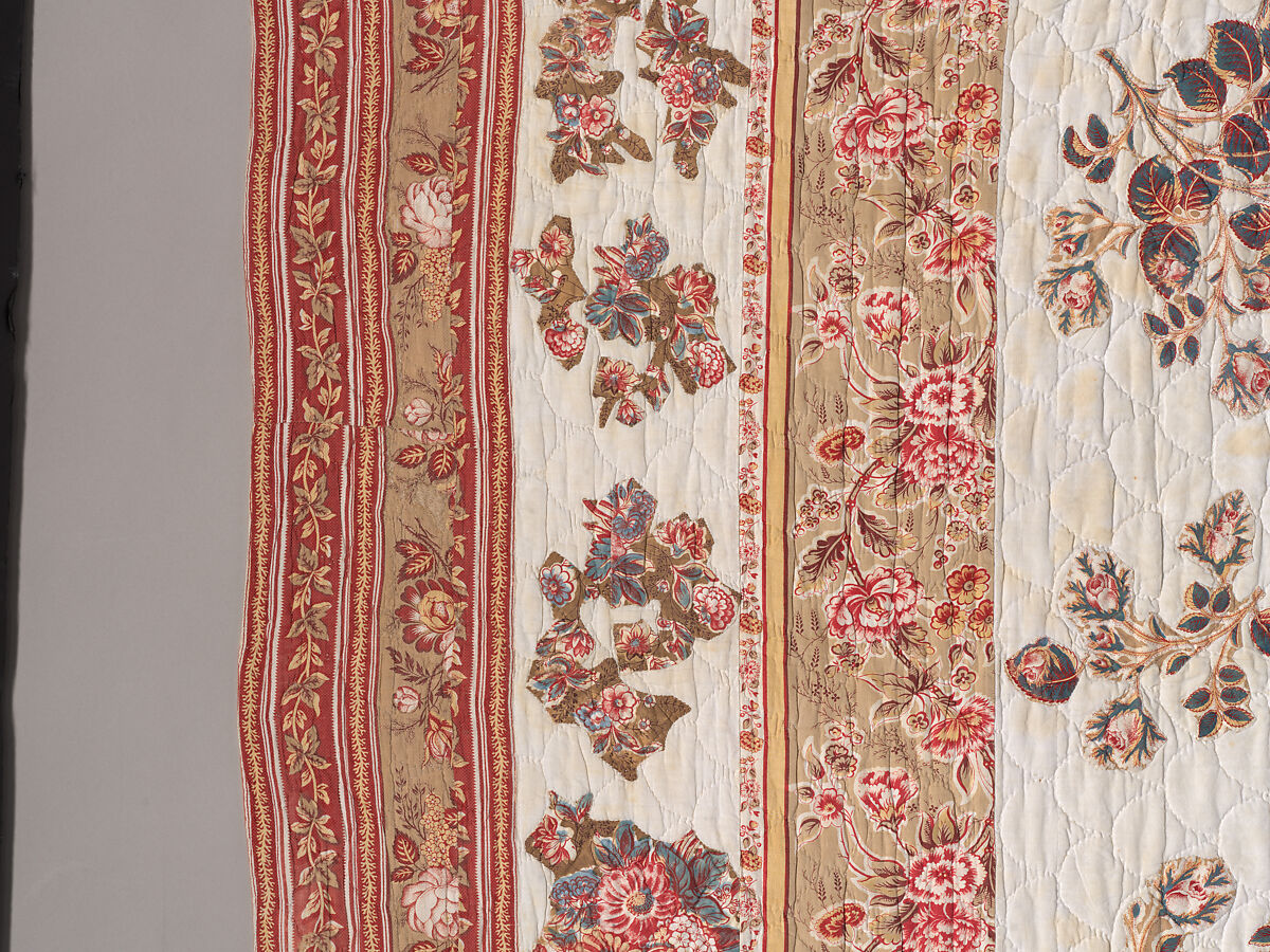 Chintz Appliqué Quilt, Cotton, printed and appliquéd, probably English