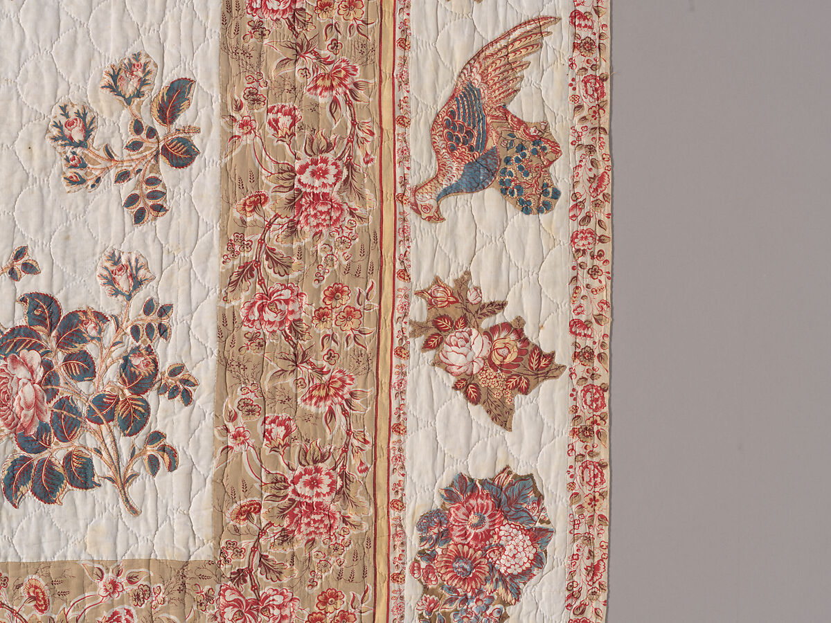 Chintz Appliqué Quilt, Cotton, printed and appliquéd, probably English