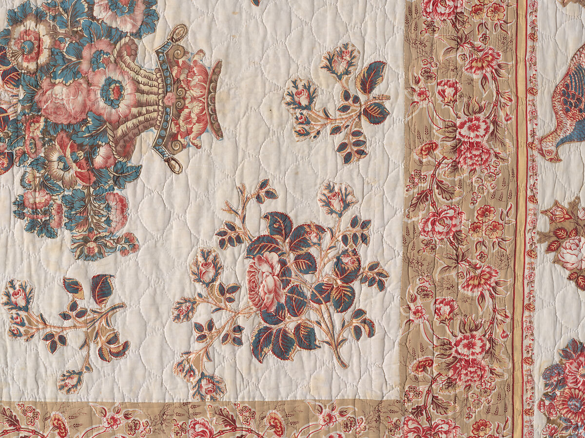 Chintz Appliqué Quilt, Cotton, printed and appliquéd, probably English