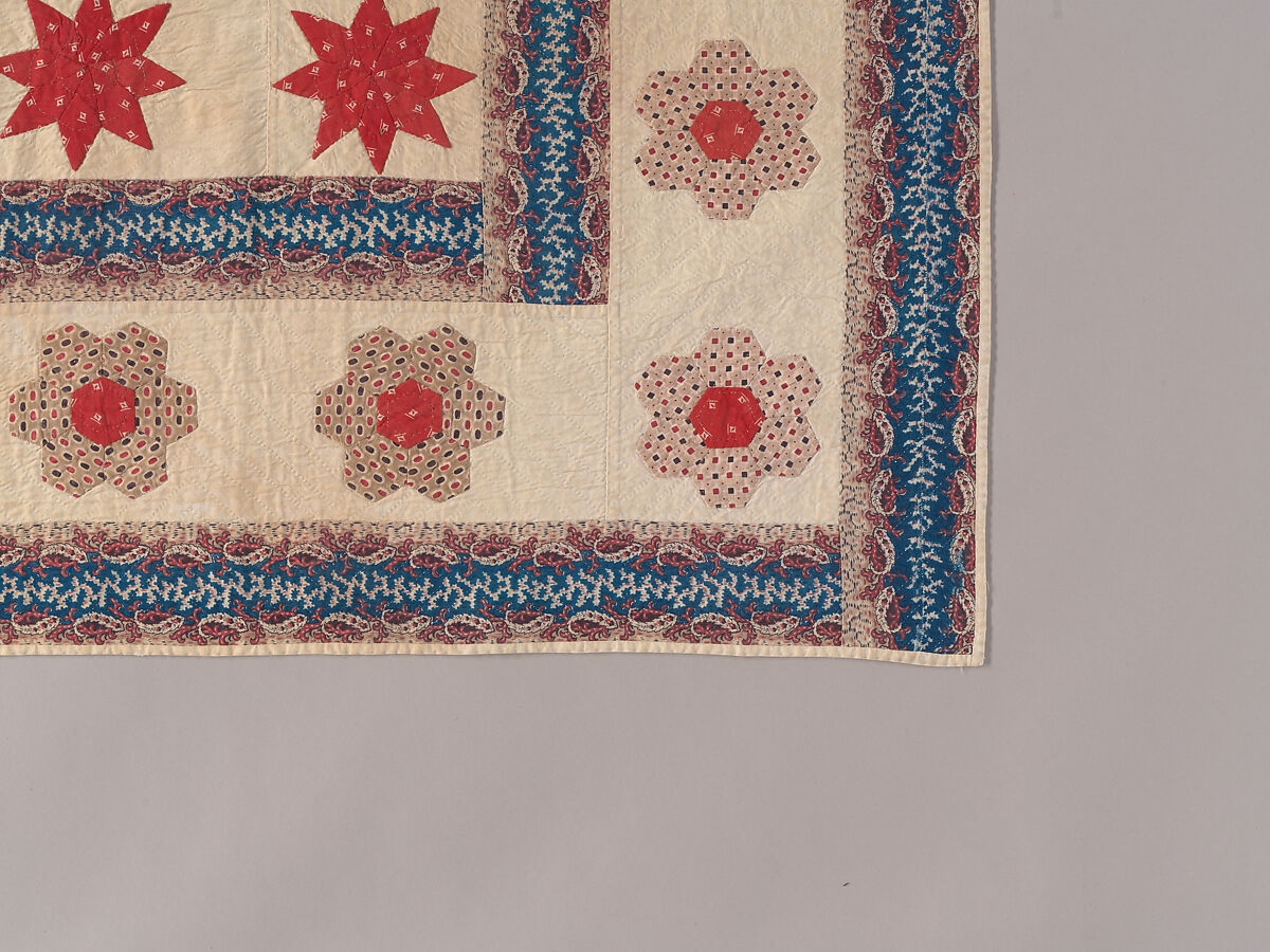 Hearts, Star of Lemoyne, and Honeycomb Quilt, Hannah Hislop (Irish, died Coolnacarrig, County Cavan 1876), Cotton, printed and pieced, Irish