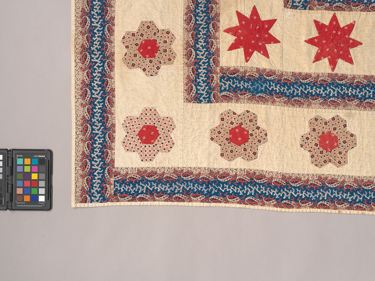 Hearts, Star of Lemoyne, and Honeycomb Quilt, Hannah Hislop (Irish, died Coolnacarrig, County Cavan 1876), Cotton, printed and pieced, Irish