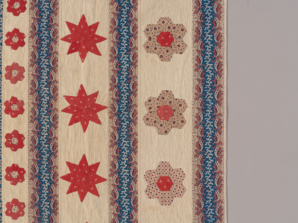 Hearts, Star of Lemoyne, and Honeycomb Quilt, Hannah Hislop (Irish, died Coolnacarrig, County Cavan 1876), Cotton, printed and pieced, Irish